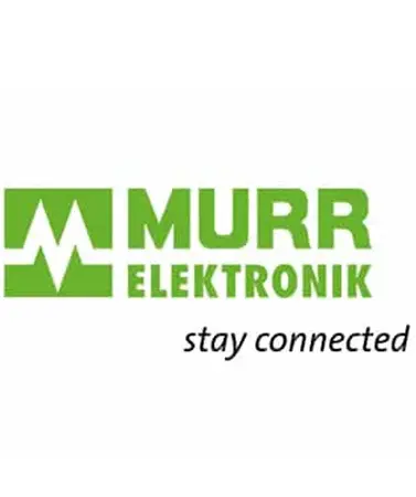 Das Logo von Murr Elektronik in Grün mit dem Schriftzug „stay connected“ in schwarzer Kleinbuchstaben-Schrift darunter.
