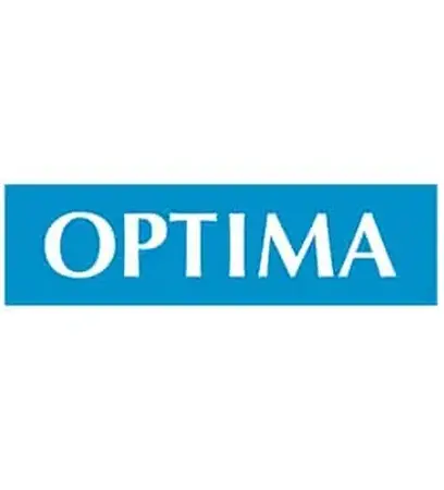 Das Bild zeigt das Wort „OPTIMA“ in weißen Großbuchstaben auf einem blauen, rechteckigen Hintergrund.